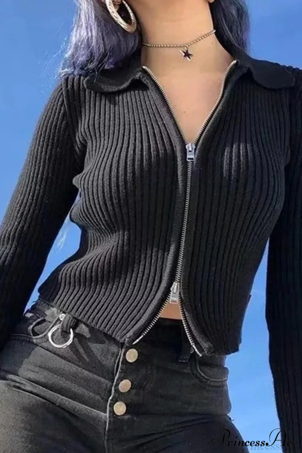 Polo Collar Knit Cardigan image 3