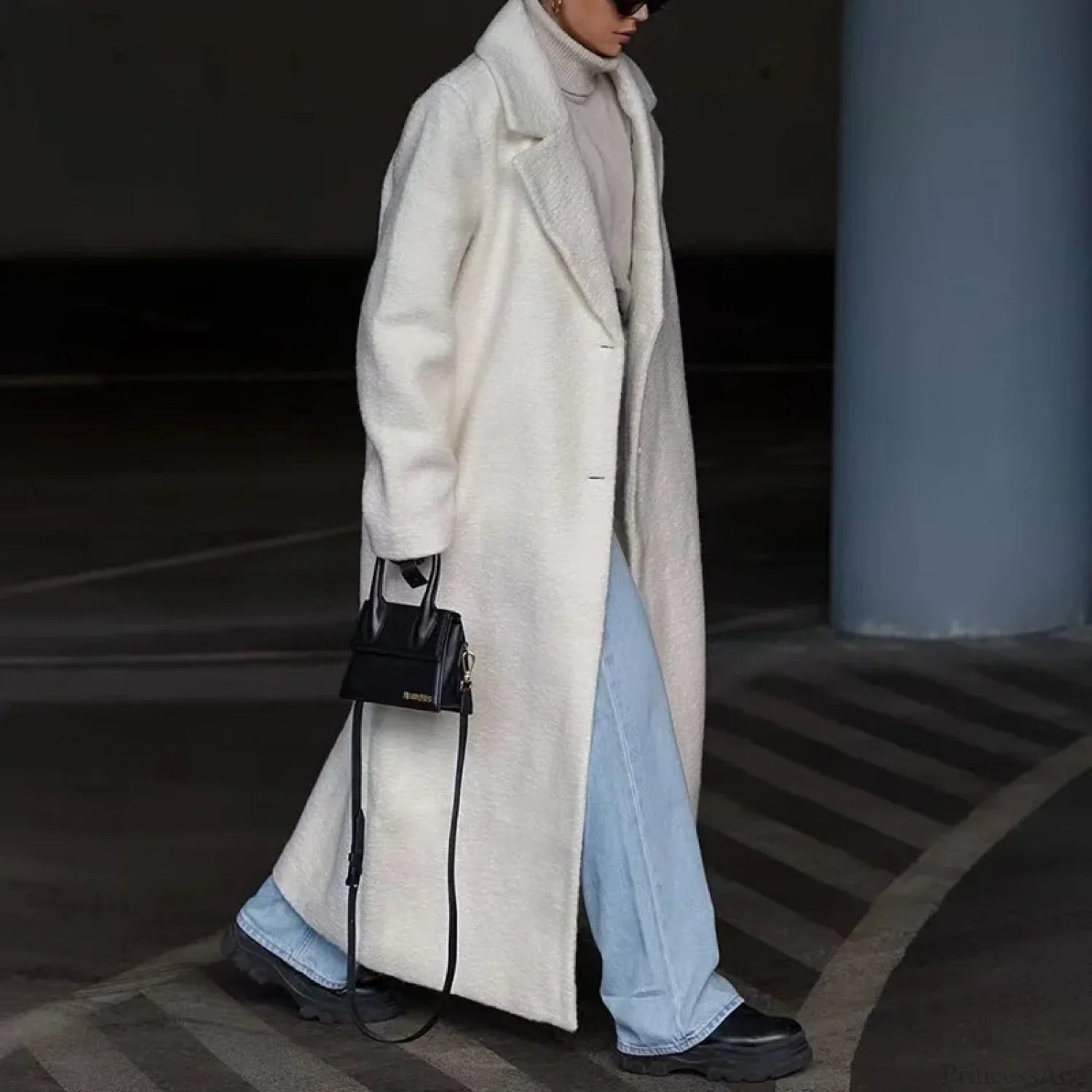 Polo Collar Plush Turn Collar Winter Overcoat image 5