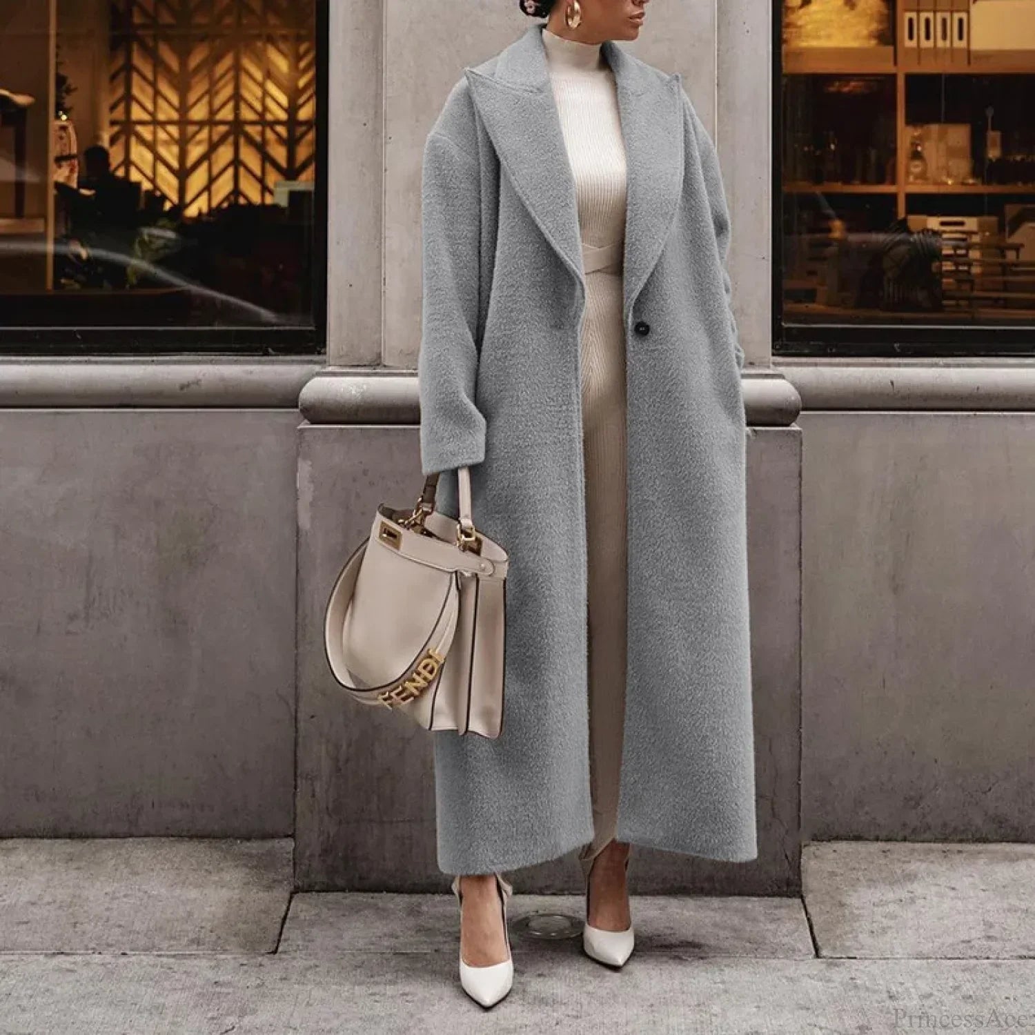 Polo Collar Plush Turn Collar Winter Overcoat image 4