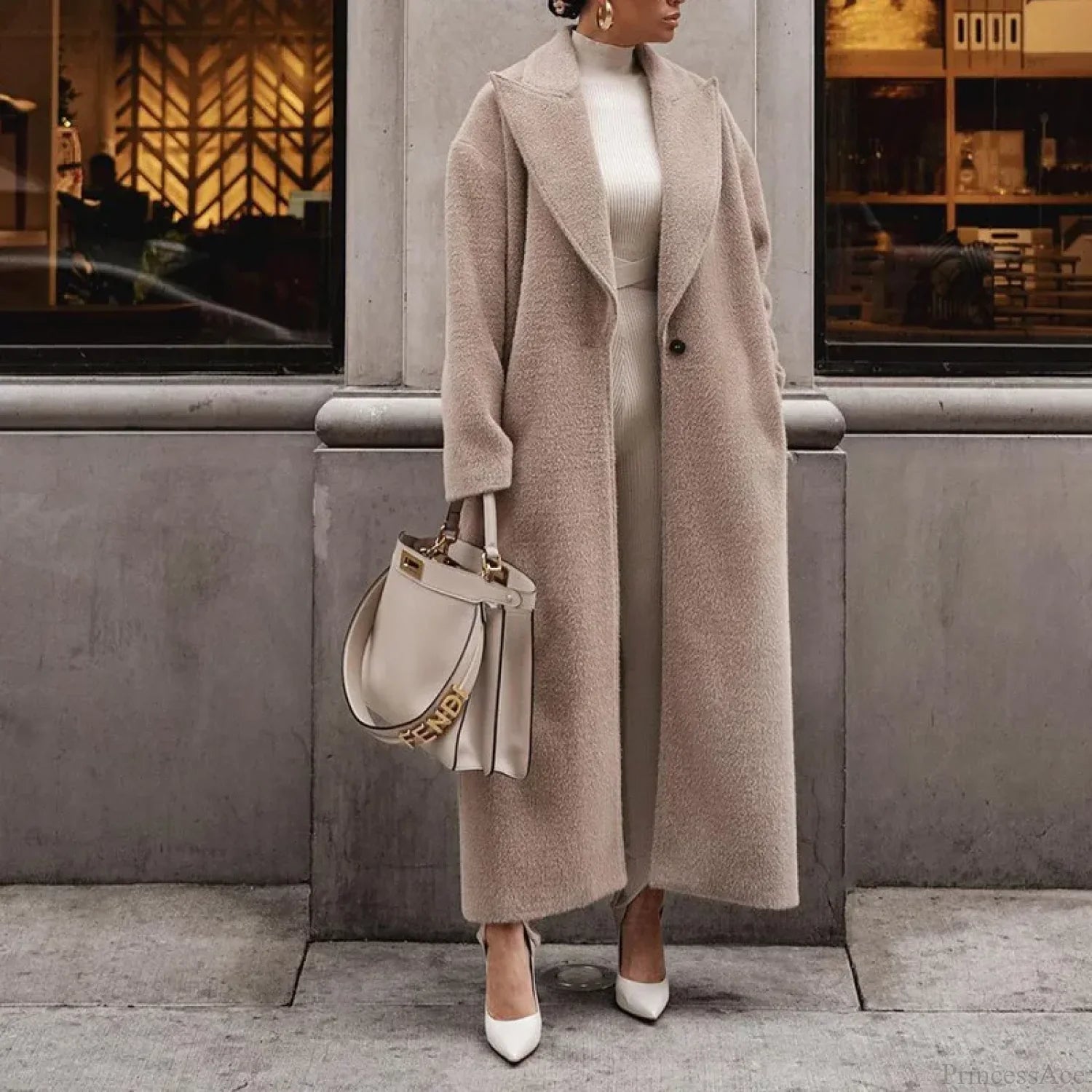 Polo Collar Plush Turn Collar Winter Overcoat image 7