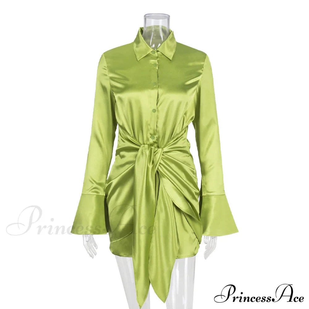 Polo Lapel Dress with Long Sleeves image 5