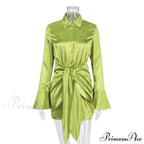 Polo Lapel Dress with Long Sleeves image 5