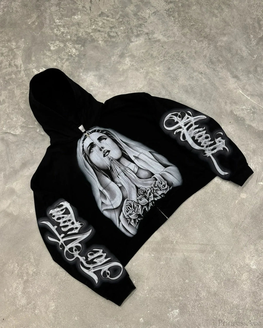 Prayer Portrait Black Zipper Hoodie image 1