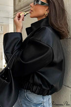 Premium Black PU Leather Jacket Coat image 3