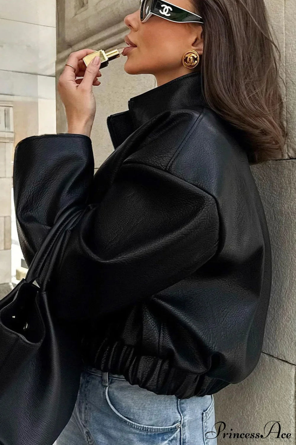 Premium Black PU Leather Jacket Coat image 3