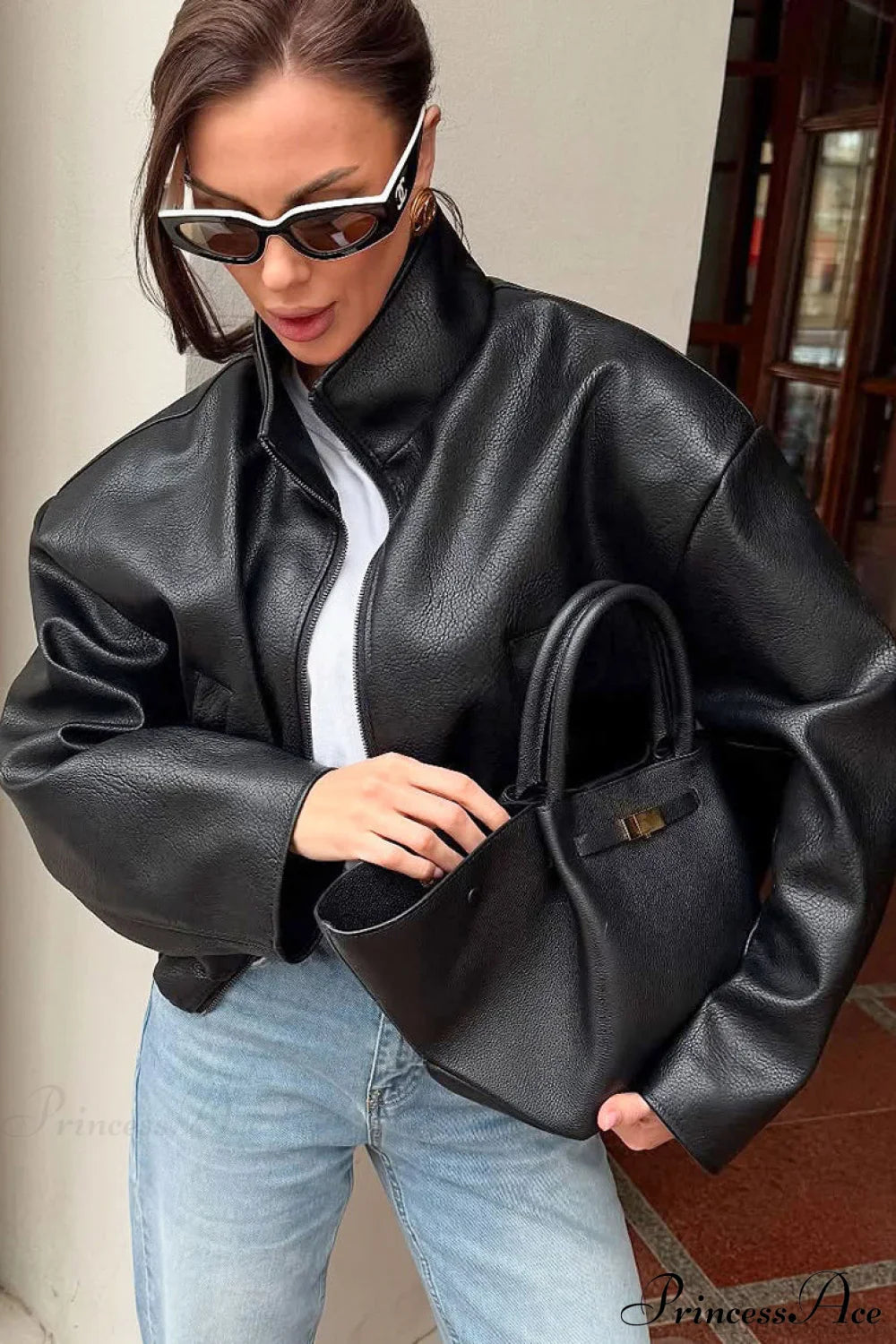 Premium Black PU Leather Jacket Coat image 1
