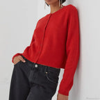 Preppy Crew Neck Button Up Front Cardigan image 6