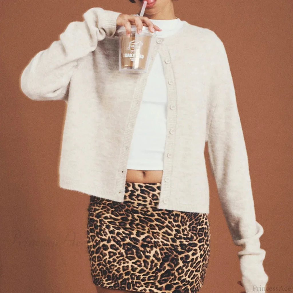 Preppy Crew Neck Button Up Front Cardigan image 3