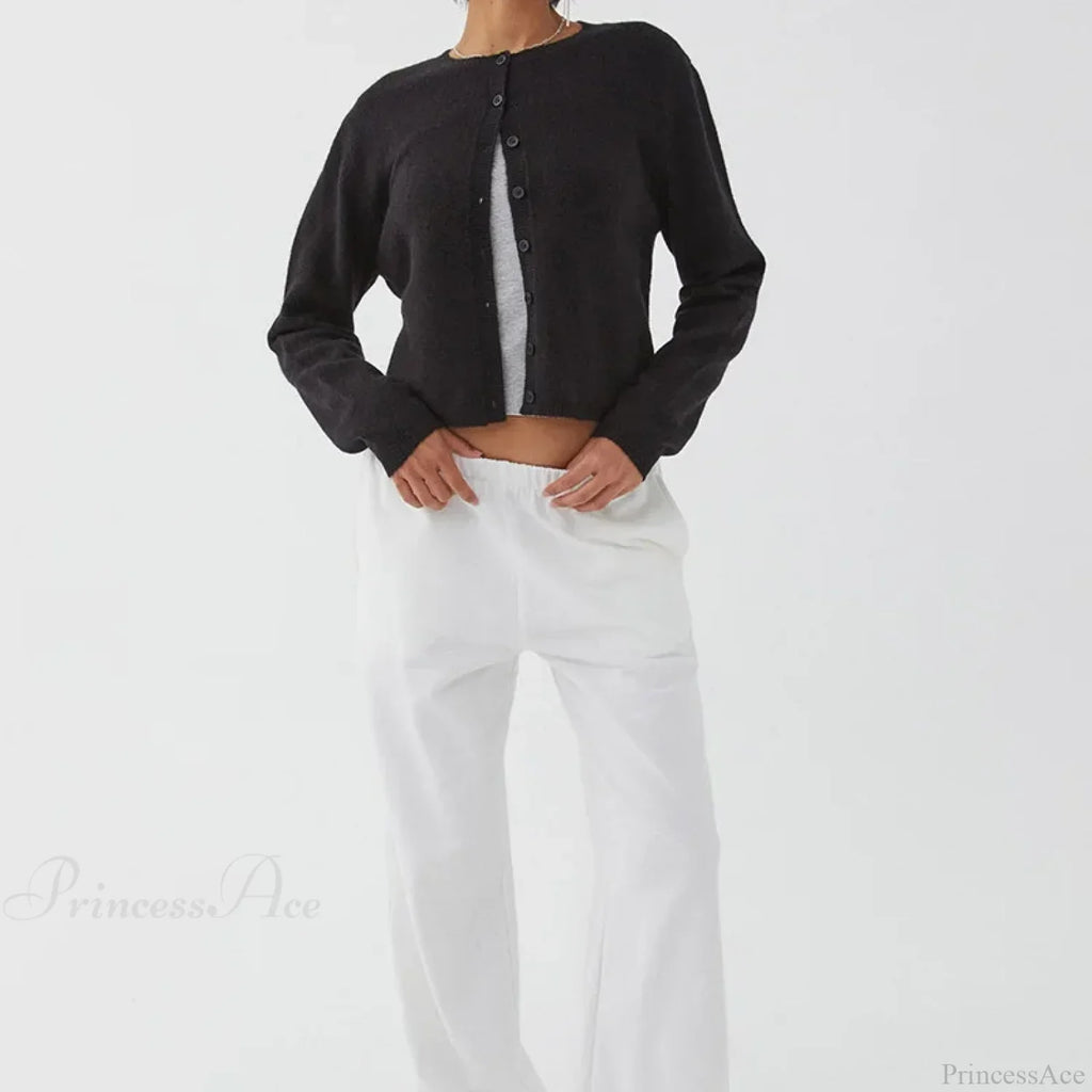 Preppy Crew Neck Button Up Front Cardigan image 5