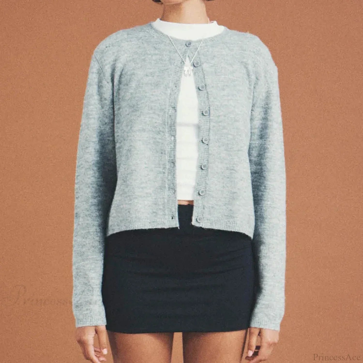 Preppy Crew Neck Button Up Front Cardigan image 9