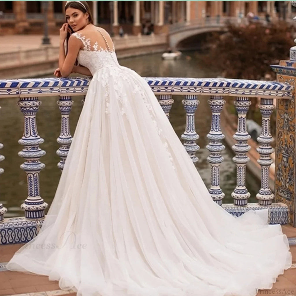Princess A-Line Sheer Back Wedding Dress image 5
