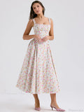 Print A-line Elegant Midi Vacation Dress image 3