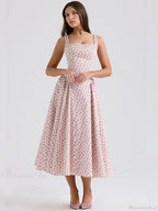 Print A-line Elegant Midi Vacation Dress image 1
