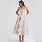 Print A-line Elegant Midi Vacation Dress image 6