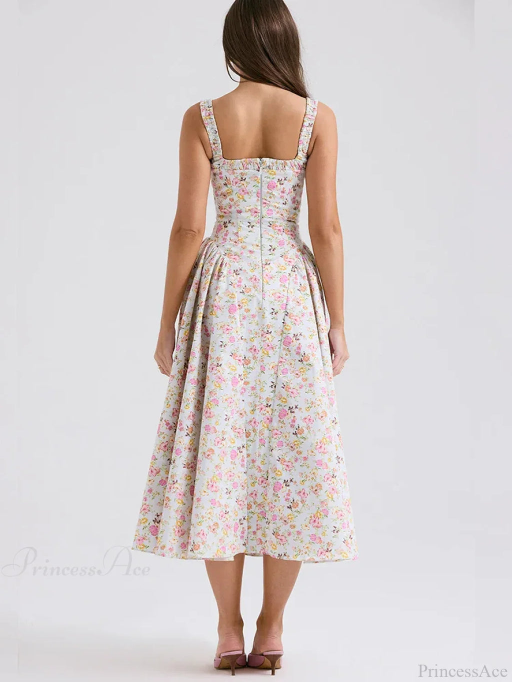 Print A-line Elegant Midi Vacation Dress image 5