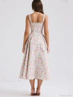 Print A-line Elegant Midi Vacation Dress image 5