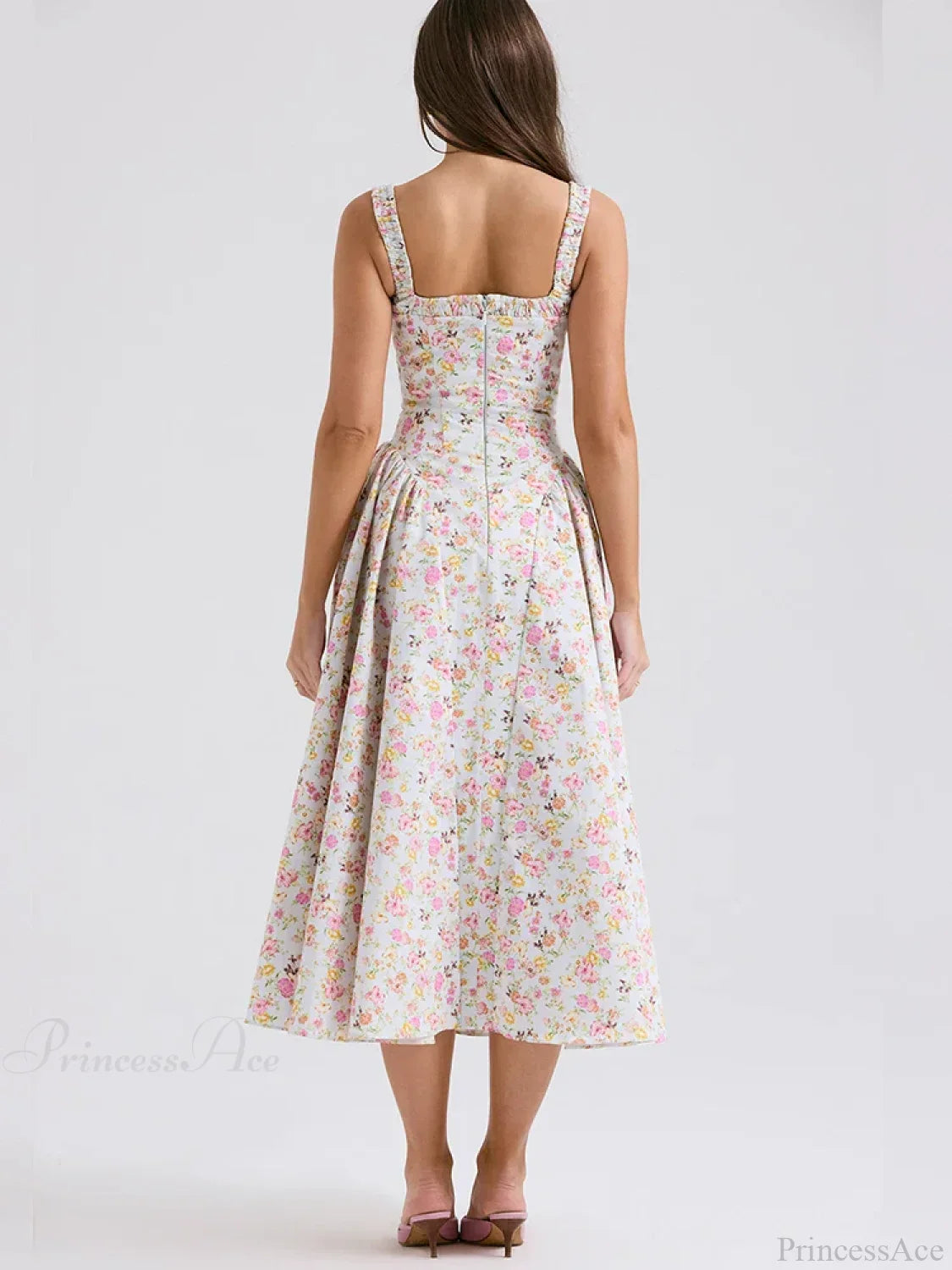 Print A-line Elegant Midi Vacation Dress image 5