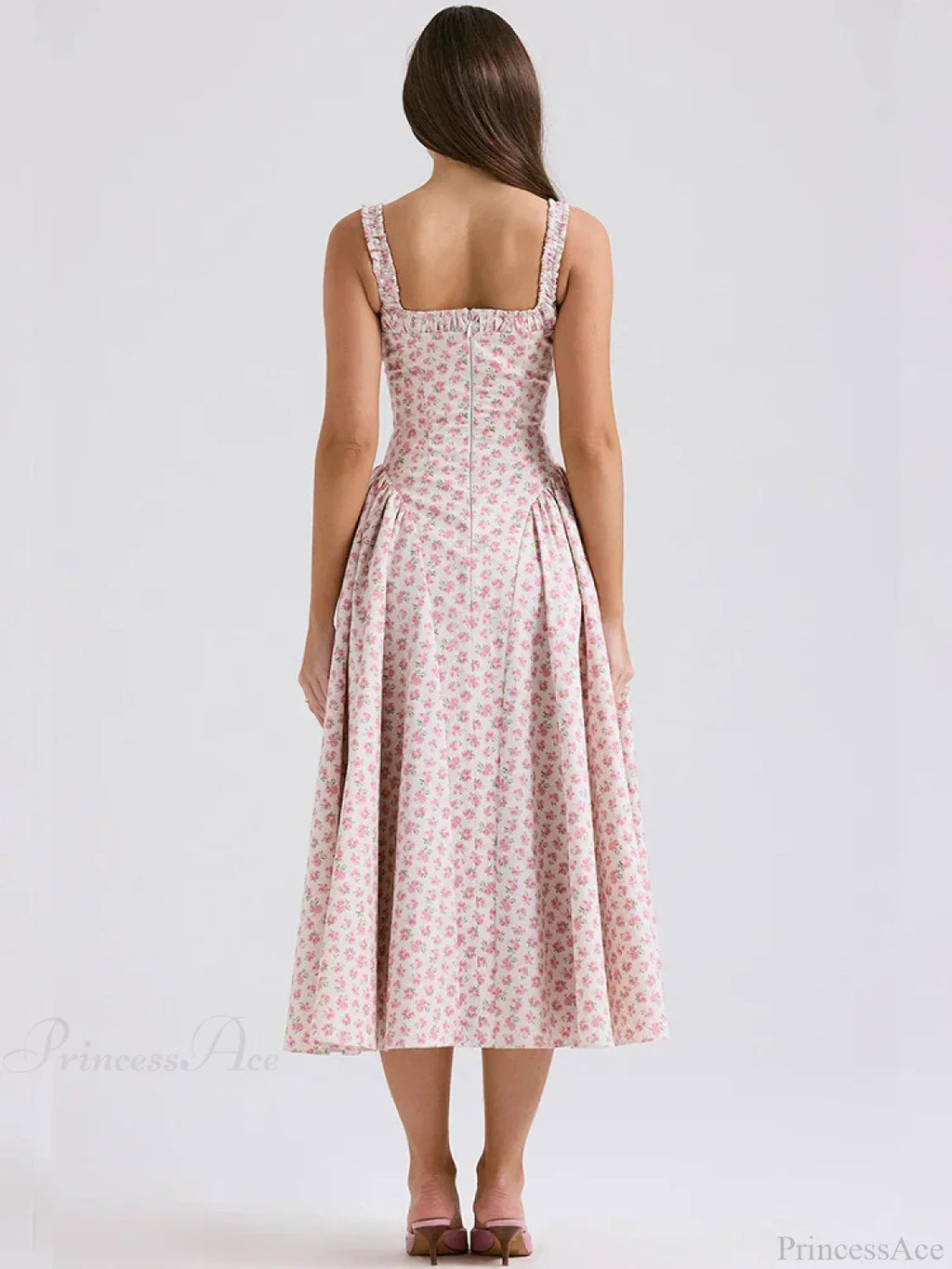 Print A-line Elegant Midi Vacation Dress image 2