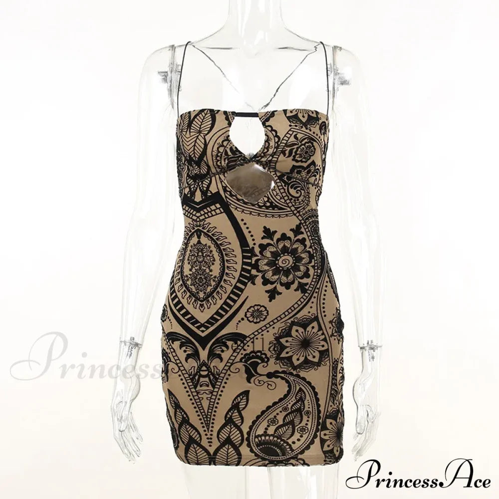 Print Backless Black Mini Dress image 4