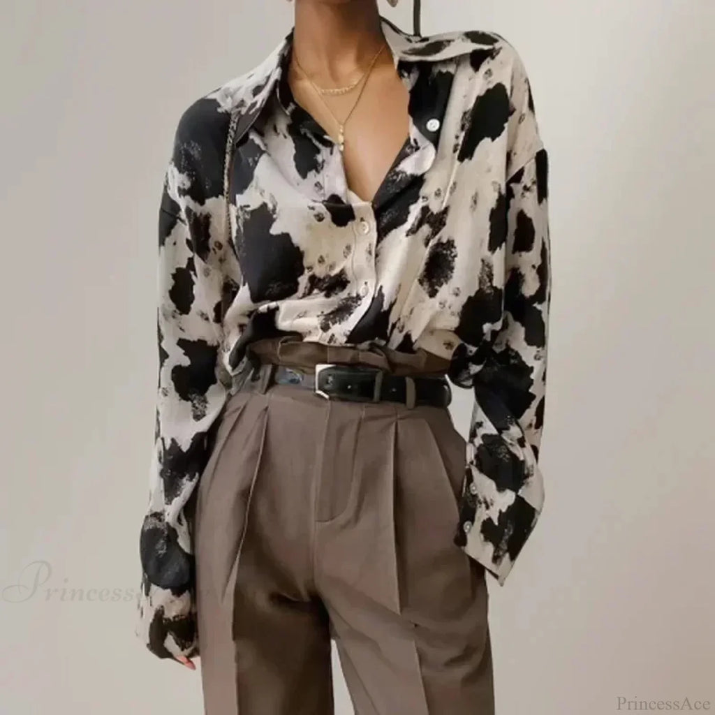 Print Button-up Casual Long Sleeve Blouse image 2
