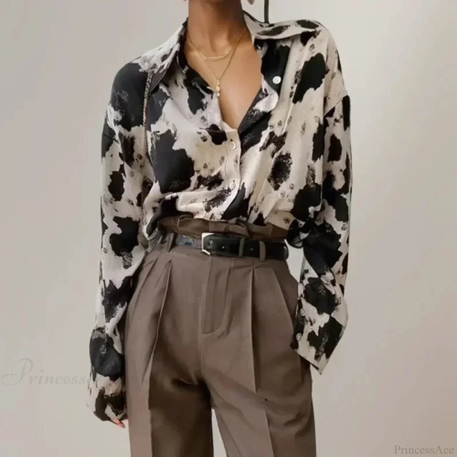 Print Button-up Casual Long Sleeve Blouse image 2