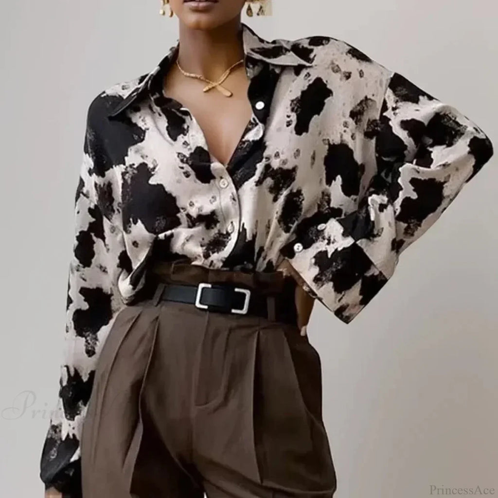 Print Button-up Casual Long Sleeve Blouse image 1