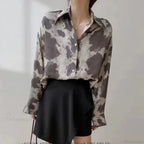 Print Button-up Casual Long Sleeve Blouse image 3