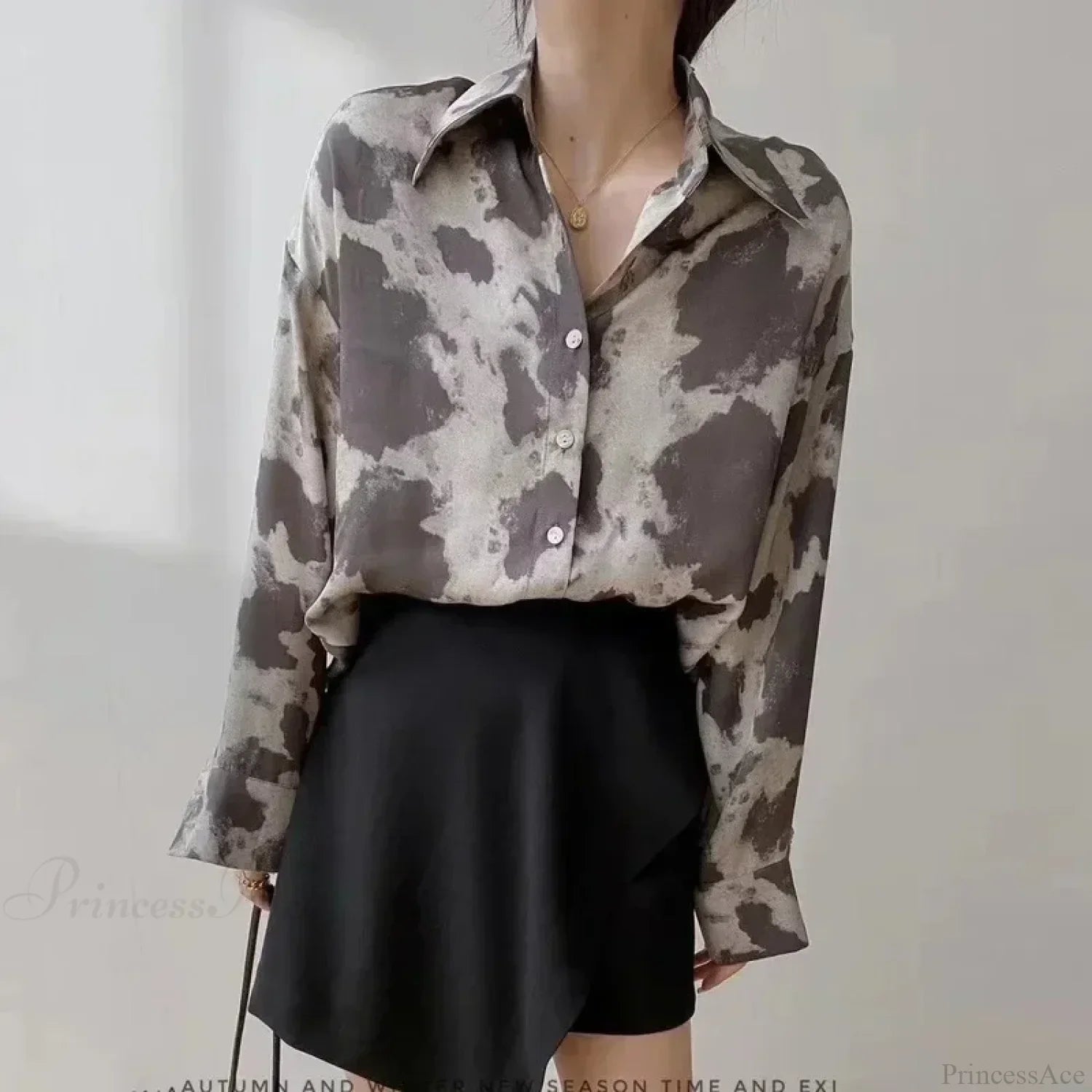 Print Button-up Casual Long Sleeve Blouse image 3