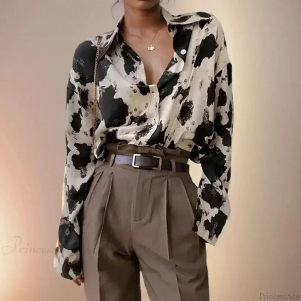 Print Button-up Casual Long Sleeve Blouse image 5