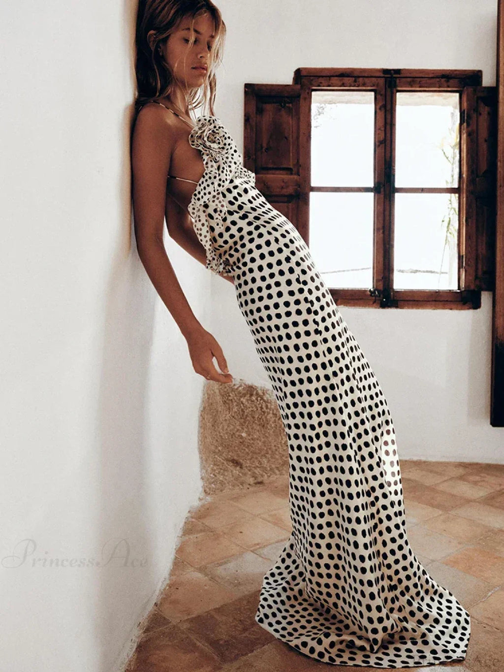 Print Dots Flower Vacation Dress image 2