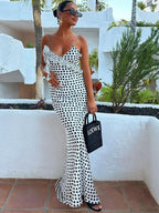 Print Dots Flower Vacation Dress image 3