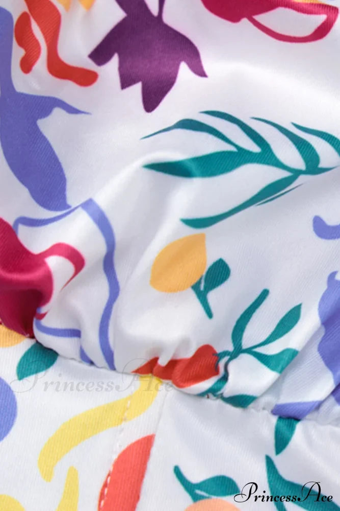 Print Halter Backless Dress in Multicolor image 9