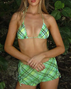 Print Lace Up Boxer Brief Bikini Set image 2