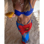 Print Long Dress Three Piece Swimsuit image 2