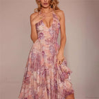 Print Pleated A-line Vacation Dress image 4