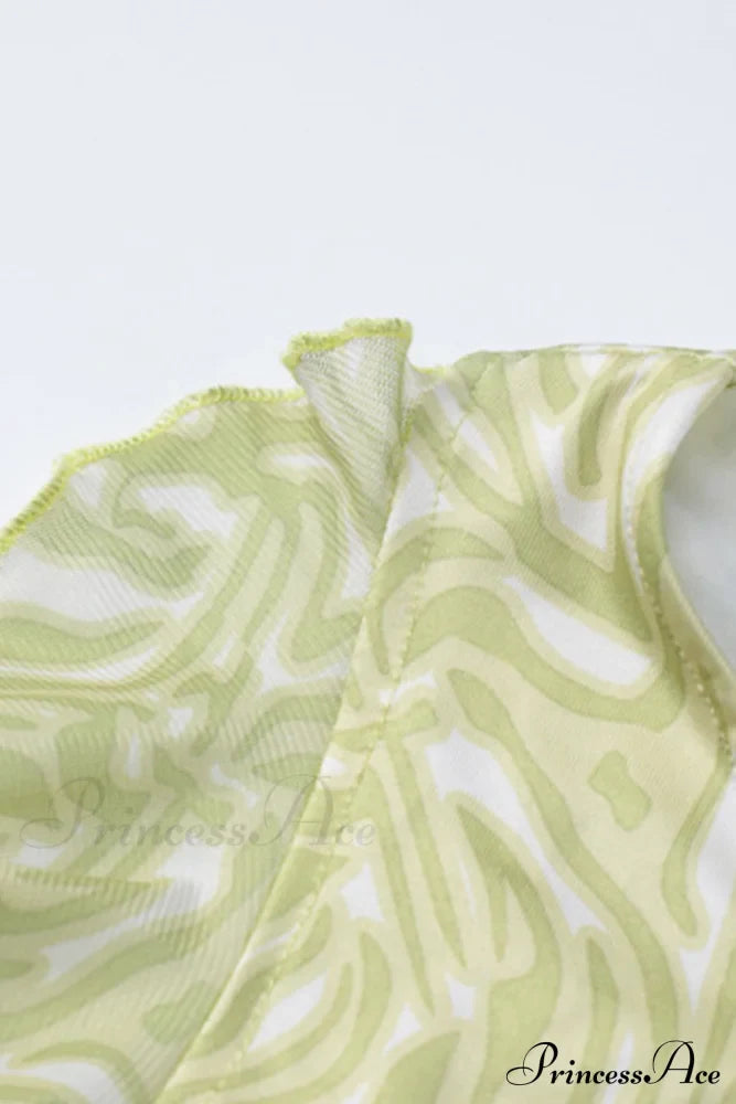 Print Ruffle Irregular Hem Dress with One Shoulder image 6