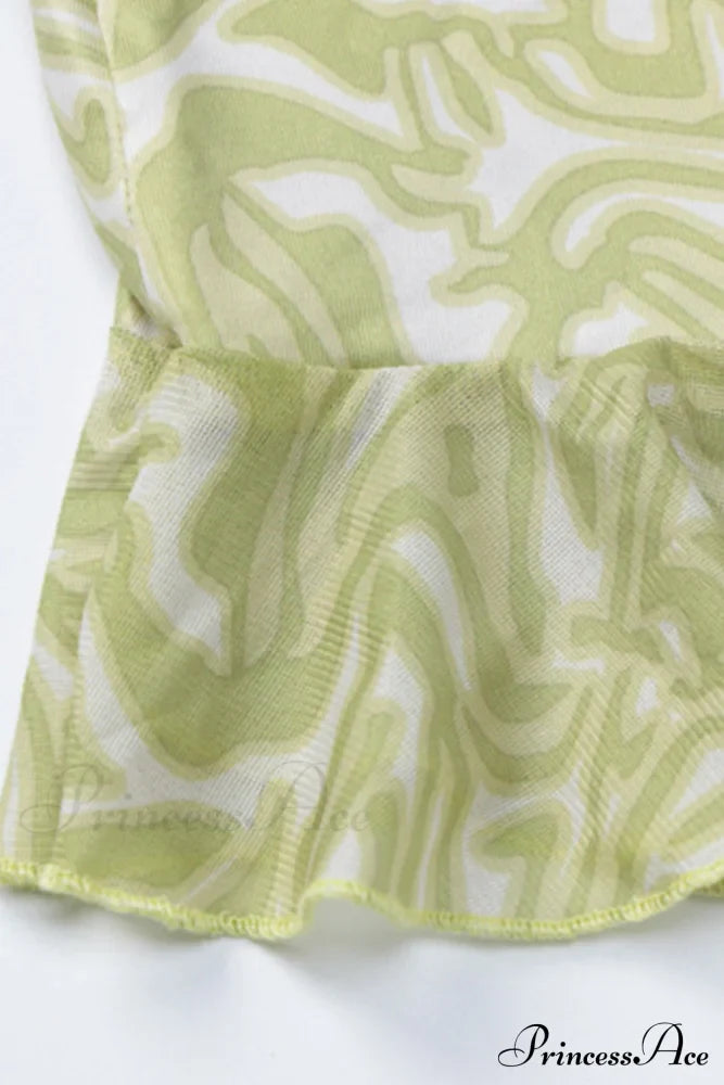 Print Ruffle Irregular Hem Dress with One Shoulder image 7
