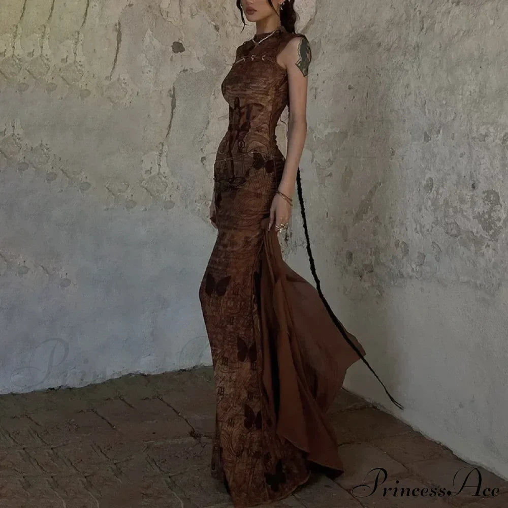 Print Sleeveless Bodycon Maxi Dress image 3