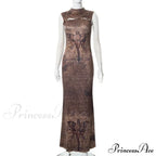 Print Sleeveless Bodycon Maxi Dress image 6