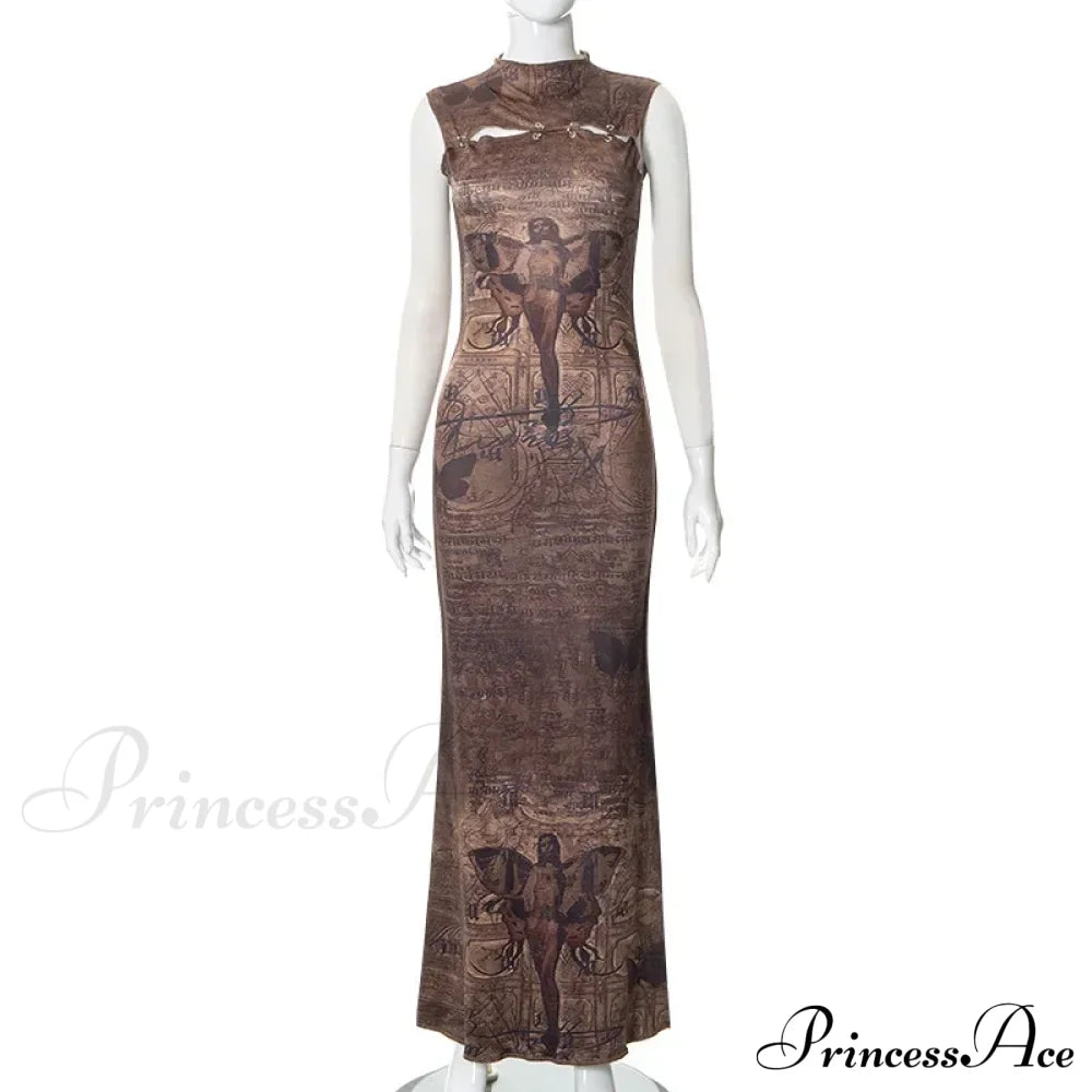 Print Sleeveless Bodycon Maxi Dress image 6