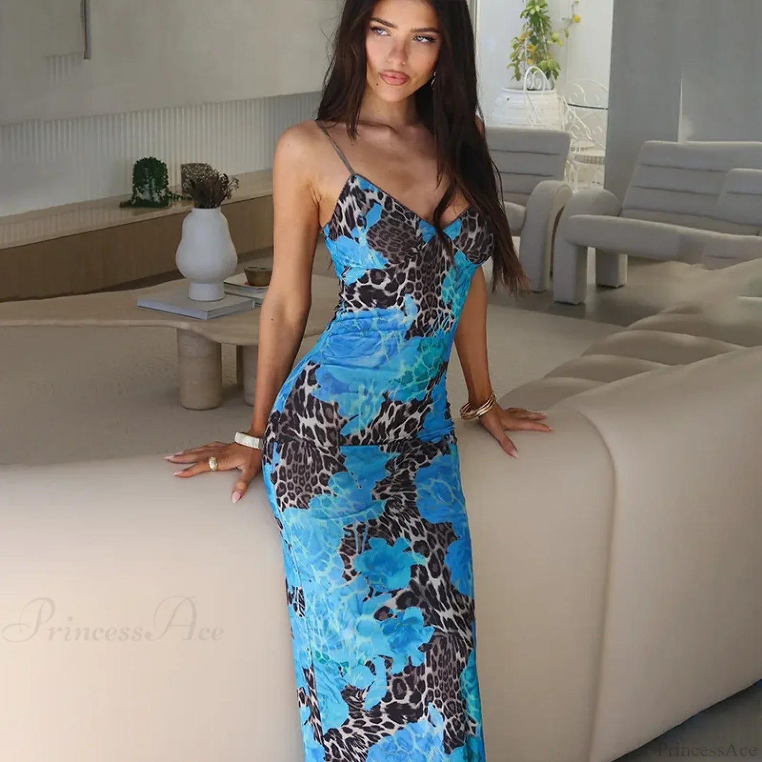 Print Slim Bodycon Maxi Vacation Dress image 5