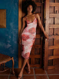 Print Slim Bodycon Midi Vacation Dress image 2