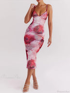 Print Slim Bodycon Midi Vacation Dress image 3