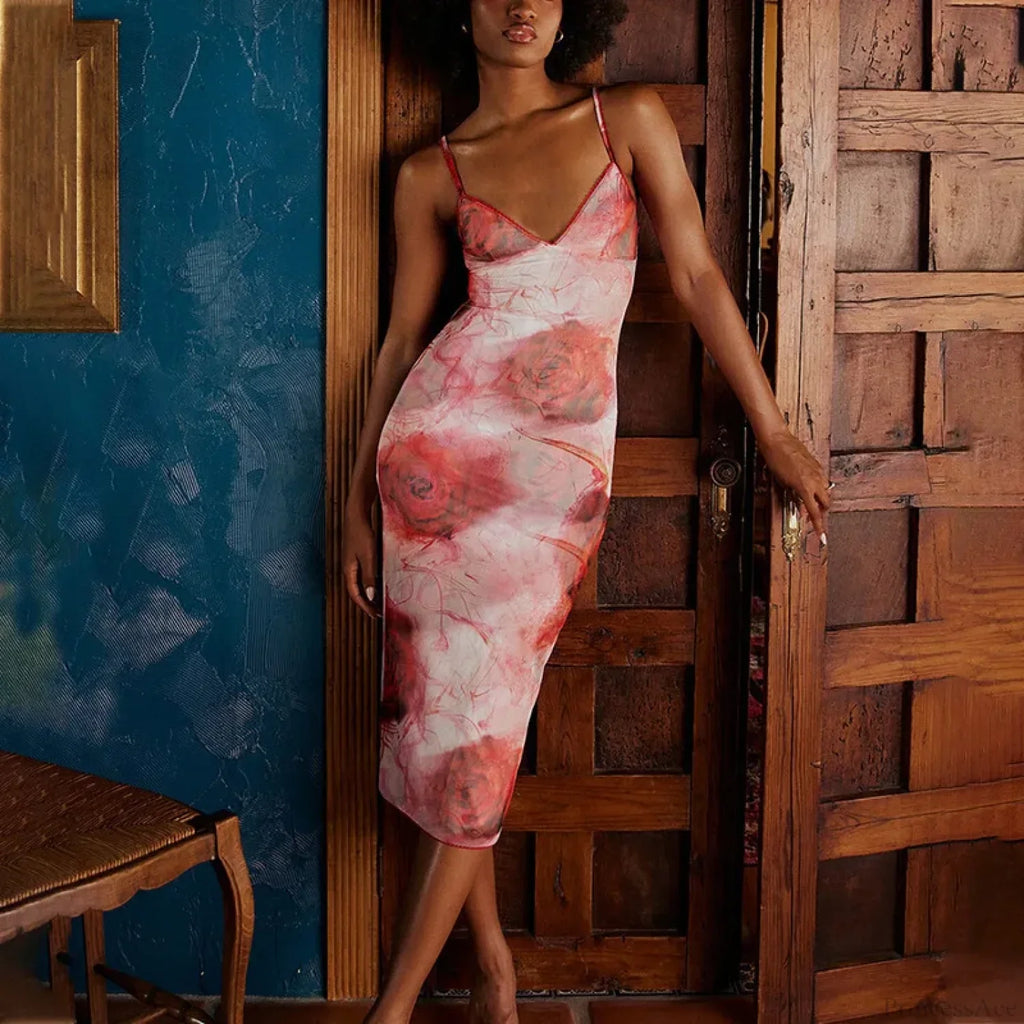 Print Slim Bodycon Midi Vacation Dress image 5