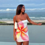 Print Slim Bodycon Strapless Mini Vacation Dress image 2