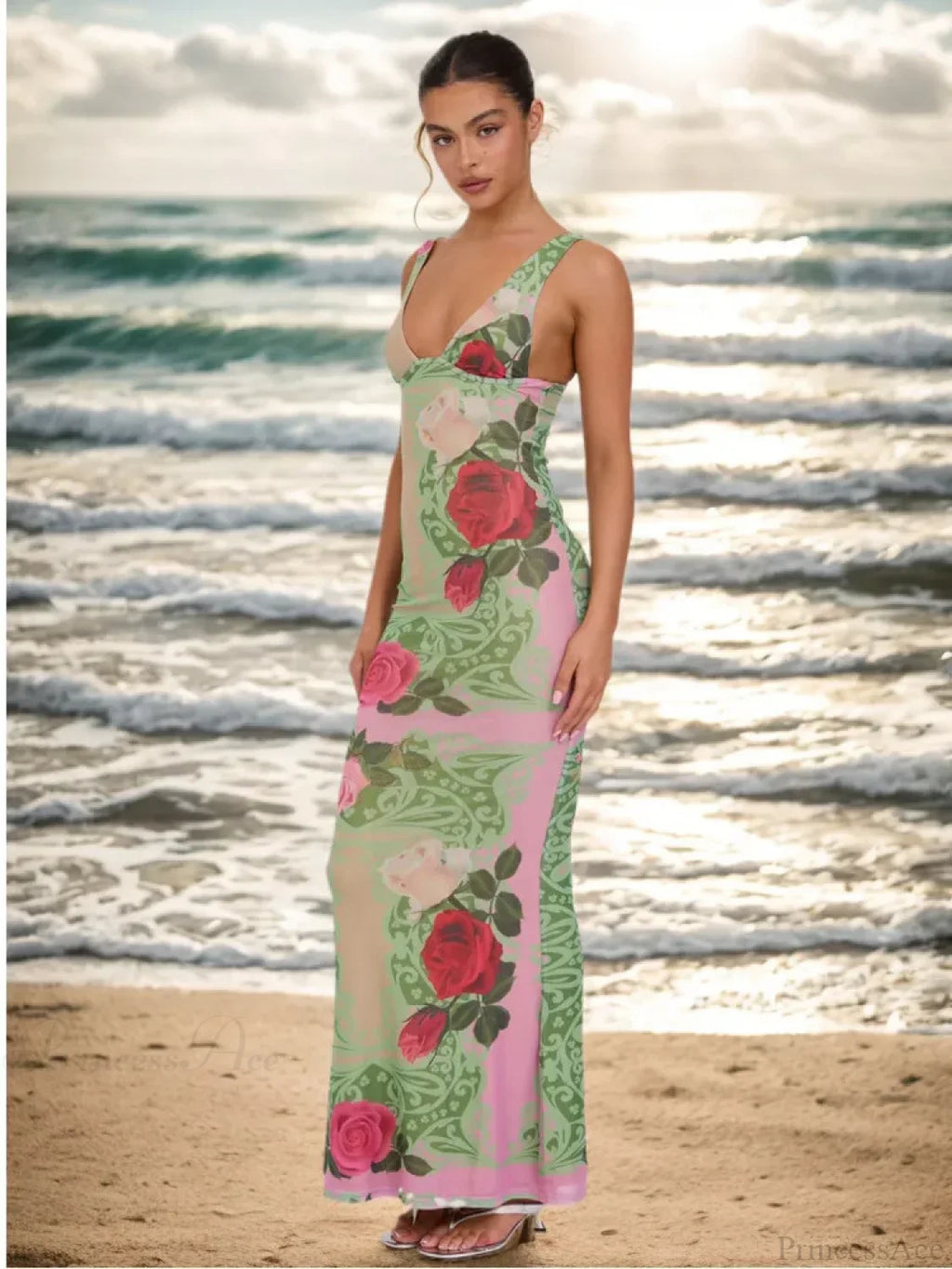 Print Slim Elegant Maxi Vacation Dress image 4