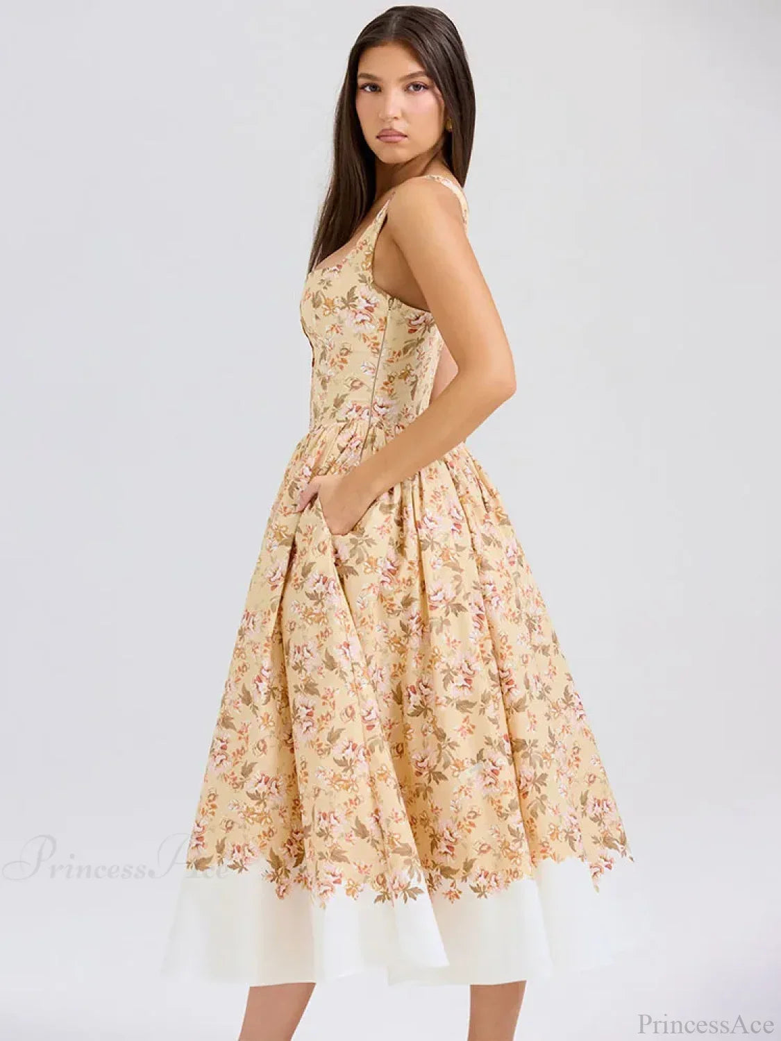 Print Waist Wrap A-line Vacation Dress image 5