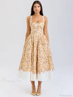 Print Waist Wrap A-line Vacation Dress image 4