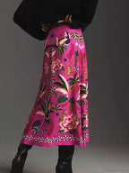 Printed A-Line Skirt Plants Flowers Zipper Spring Summer Fashion Skirt image 4