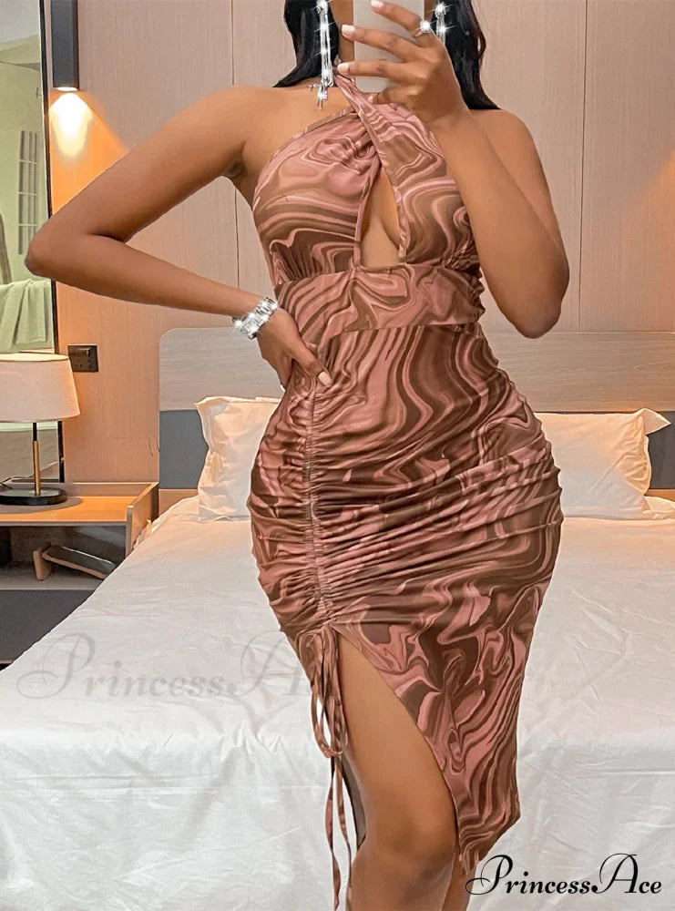 Printed Backless Halter Dress image 6